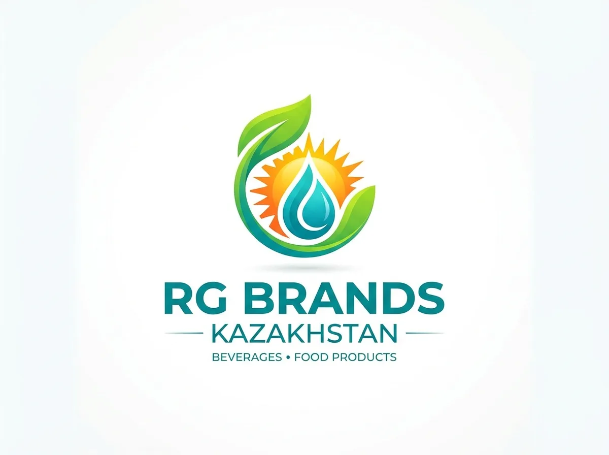Логотип RG Brands Kazakhstan — производитель напитков и продуктов питания, яркий корпоративный знак